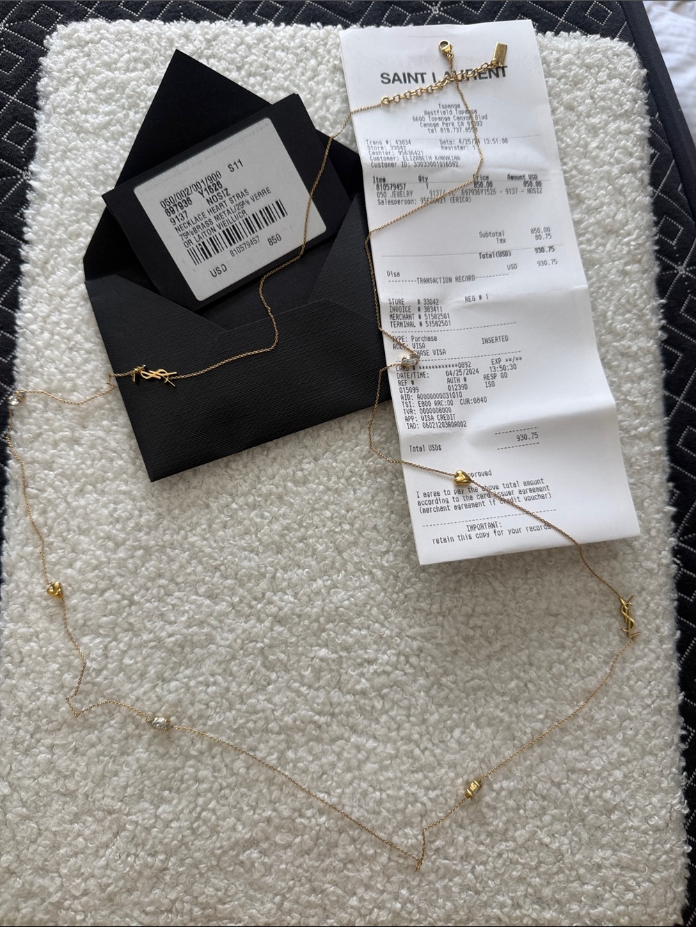Saint Laurent Delicate Gold Chain with YSL Logo Accents